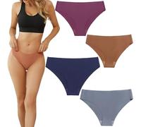 Genérico AmbarWear Invisible Breathable Cameltoe Thong, Comfort Sweat Proof Seamless No Show Underwear (4PCS-D,L)