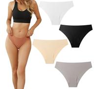 Genérico AmbarWear Invisible Breathable Cameltoe Thong, Comfort Sweat Proof Seamless No Show Underwear (4PCS-A,S)