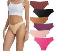 Genérico Ambarwear Invisible Camel Toe Thong, Comfort & Breathable Seamless High Waisted Thongs for Women 6PCS (6PCS-B,M)