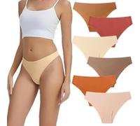 Genérico Ambarwear Invisible Camel Toe Thong, Comfort & Breathable Seamless High Waisted Thongs for Women 6PCS (6PCS-G,XL)