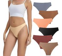 Genérico Ambarwear Invisible Camel Toe Thong, Comfort & Breathable Seamless High Waisted Thongs for Women 6PCS (6PCS-C,S)