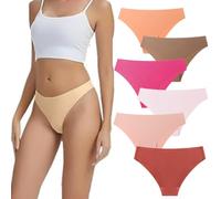 Genérico Ambarwear Invisible Camel Toe Thong, Comfort & Breathable Seamless High Waisted Thongs for Women 6PCS (6PCS-A,M)