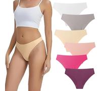 Genérico Ambarwear Invisible Camel Toe Thong, Comfort & Breathable Seamless High Waisted Thongs for Women 6PCS (6PCS-D,XL)