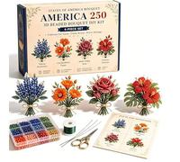 Genérico America 250 Beaded Bouquet DIY Kit, 1776-2026 America 250th Independence Day Craft Set, 4 Pack Patriotic Beaded Plant & Flower Making Kit, Fun Beading Project Supplies for Beginners (#B)