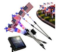 Genérico American Flag Lights, 8 Light Modes Solar-Powered Outdoor Decoration, Red White And Blue LED Ground Insert Lights, Highlight Waterproof 3rd Keyword, Long-tail Patriotic Garden
