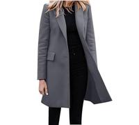 Genérico Americana De Mujer Negro Chaqueta De Otoño/Invierno De Las Mujeres Casual Manga Larga Abrigo Medio Largo Chaqueta De Traje De Un Solo Pecho Chaqueta Americana Mujer (Dark Gray, M)