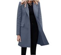 Genérico Americana De Mujer Negro Chaqueta De Otoño/Invierno De Las Mujeres Casual Manga Larga Abrigo Medio Largo Chaqueta De Traje De Un Solo Pecho Chaqueta Americana Mujer (Light Blue, XL)