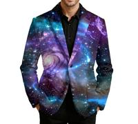 Genérico Americana Hombre Blazer Hombre Chaqueta Traje Pana Diseño Estrellas Espacio Vintage Casual Ligera Cómoda para Ocio