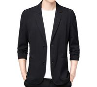 Genérico Americana Hombre Casual, Chaqueta De Lino para Hombre, Blazer De Dos Botones, Ligera, Deportiva, Holgada, De Un Solo Pecho, Informal, De Verano, con Solapa, para Exteriores, Deportiva, Col