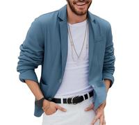 Genérico Americana Hombre Casual, Chaqueta Informal Tipo Blazer para Hombre, Abrigo Deportivo, Elegante Chaqueta De Traje De Lino De Dos Botones, Ligera, De Corte Regular, con Solapa para Exteriore