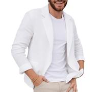 Genérico Americana Hombre Casual, Chaqueta Informal Tipo Blazer para Hombre, Abrigo Deportivo, Elegante Chaqueta De Traje De Lino De Dos Botones, Ligera, De Corte Regular, con Solapa para Exteriore