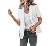 Genérico Americana Mujer Negra - Blazers Mujer Verano - Mujeres Casual Sólido Botón Solapa Manga Corta Traje Delgado Temperamento Blazers Abrigo para Daliy Work