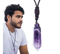 Genérico Amethyst Crystal Necklace - 3-4cm Natural Purple Quartz Pendant Necklace For Women and Men, Healing Crystal Jewelry with Adjustable Chain, Spiritual Pendant For Meditation, Yoga, and Ever