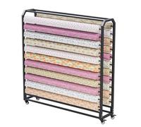 Genérico Amplio Expositor Comercial para Telas con Varilla Ajustable y Ruedas con Freno Textiles, bobinas de Vinilo, vinilos para automóviles, manteles y más (130 cm, 18 Varillas).