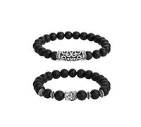 Genérico Ancho Ancho Inoxidable Joyería Pulsera para Mujeres Hombres Negro Ojos Pulseras Pulseras Budismo Chapado Varios Pulsera Anillos, talla única, Plástico, No es una piedra preciosa