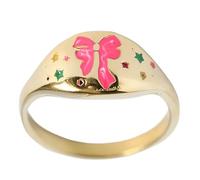 Genérico Anello a farfalla dipinto a mano, anelli a fiocco delicati da donna, anello importante con fiocco in smalto, anelli impilabili, regalo di gioielli (US 7)