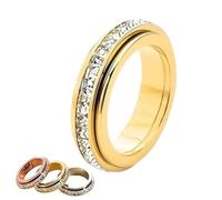 Genérico Anello Girevole Scintillante, Anello Antistress e Antiansia, Girevole per Alleviare la Tensione, Impermeabile e Inossidabile, Simbolo di Promesse e Fortuna per l'Uso Quotidiano (Oro,11)