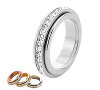 Genérico Anello Girevole Scintillante, Anello Antistress e Antiansia, Girevole per Alleviare la Tensione, Impermeabile e Inossidabile, Simbolo di Promesse e Fortuna per l'Uso Quotidiano (Plata,5)