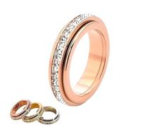 Genérico Anello Girevole Scintillante, Anello Antistress e Antiansia, Girevole per Alleviare la Tensione, Impermeabile e Inossidabile, Simbolo di Promesse e Fortuna per l'Uso Quotidiano (Oro rosa,9)