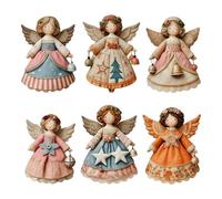 Genérico Angel Christmas Ornaments - 6 Pieces Wooden Adjustable Cord Pendant For Family Friends Kids | Wood Material With Wall Wreath Garland Holiday Decoration, Indoor Outdoor Hanging Accessories