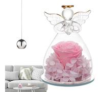 Genérico Angel Rose Gift - Glass Figurine with Preserved Rose, Eternal Flower Keepsake | Decorative Forever Ornament, for Birthday Valentine Mother’s Day Home Display