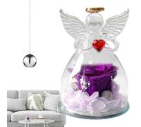 Genérico Angel Rose Gift - Glass Figurine with Preserved Rose, Eternal Flower Keepsake | Decorative Forever Ornament, for Birthday Valentine Mother’s Day Home Display