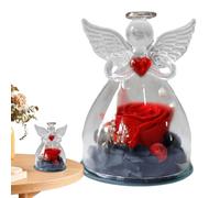 Genérico Angel Rose Gift - Preserved Flower in Glass Figurine, Eternal Ornament | Handmade Decoration with, Romantic for Wedding Christmas Thanksgiving