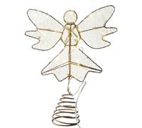 Genérico Angel Treetop Christmas Tree Topper, Gold Metal and ABS, 25x20cm Battery Powered Glitter Holiday Figurine, Indoor Decorative Light Usage