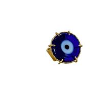 Genérico Anillo Ajustable con Ojo Turco, Cristal Azul, Montura Dorada