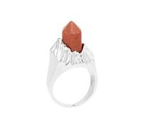 Genérico Anillo Ajustable Mujer, Anillo De Piedra Natural Apilable Ajustable Con Prisma Hexagonal De Cristal, Anillos De Piedras Preciosas, Declaración De Equilibrio Reiki, Joyería De Eternidad P