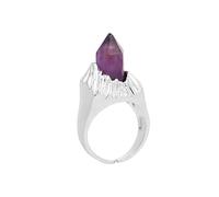 Genérico Anillo Ajustable Mujer, Anillo De Piedra Natural Apilable Ajustable Con Prisma Hexagonal De Cristal, Anillos De Piedras Preciosas, Declaración De Equilibrio Reiki, Joyería De Eternidad P