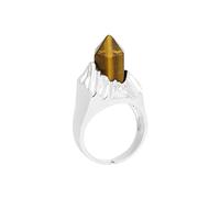Genérico Anillo Ajustable Mujer, Anillo De Piedra Natural Apilable Ajustable Con Prisma Hexagonal De Cristal, Anillos De Piedras Preciosas, Declaración De Equilibrio Reiki, Joyería De Eternidad P