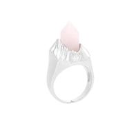 Genérico Anillo Ajustable Mujer, Anillo De Piedra Natural Apilable Ajustable Con Prisma Hexagonal De Cristal, Anillos De Piedras Preciosas, Declaración De Equilibrio Reiki, Joyería De Eternidad P
