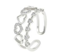 Genérico Anillo con corazón en capas «I Choose Me», anillo abierto con corazón de circonita, anillos apilables «Self Love», joya inspiradora para regalar a mujeres (Silver)