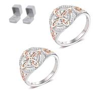 Genérico Anillo Con Nudo Protector De Brujas, Anillos Con Nudo De Brujas Para Mujer Anillo Protector Con Nudo De Bruja Hecho A Mano, Diseño Con Nudo Plateado Y Detalles En Oro Rosa (2 juegos,#11)