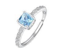 Genérico Anillo De Compromiso De Plata De Ley 925 Para Mujer, Con Piedras Preciosas Naturales De 5 Mm Y Corte Esmeralda, Ideal Como Promesa Eterna Y Alianza De Boda Para Ella