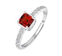 Genérico Anillo De Compromiso De Plata De Ley 925 Para Mujer, Piedras Preciosas Naturales De 5 Mm, Corte Esmeralda, Banda De Compromiso, Promesa Eterna, Banda De Boda Para Ella, Rubí