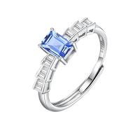 Genérico Anillo De Compromiso De Plata De Ley 925 Para Mujer, Piedras Preciosas Naturales De 5 X 7 Mm, Corte Esmeralda, Circonita Cúbica, Promesa Eterna, Alianza De Boda Para Ella, Topacio.