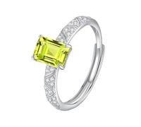 Genérico Anillo De Compromiso De Plata De Ley 925 Para Mujer, Piedras Preciosas Naturales De 5 X 7 Mm, Corte Esmeralda, Circonita Cúbica, Promesa Eterna, Alianza De Boda Para Ella, Peridoto.