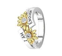 Generico Anillo de dedo bicolor con anillo de diamantes AM Good English I E-NOUGH For You Set Rings Llavero Cierre de llave, 8, Metal, Sin piedras preciosas