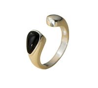 Genérico Anillo De Lágrima De Plata De Ley 925 Para Mujer, Sencillo Anillo De Ágata Negra, Anillo De Compromiso De Plata, Banda Para El Pulgar Para Mujer, Joyería, Regalos Con Caja De Regalo