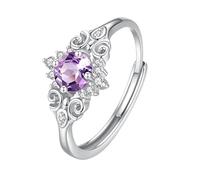 Genérico Anillo De Nudo Celta De Plata De Ley 925 Para Mujer, 6 X 8 Mm, Con Halo De Piedras Preciosas Y Cristales, Banda Llamativa, Compromiso, Boda De Plata, Anillo De Amatista.