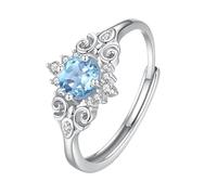 Genérico Anillo De Nudo Celta De Plata De Ley 925 Para Mujer, 6 X 8 Mm, Con Halo De Piedras Preciosas Y Cristales, Banda Llamativa, Para Cóctel, Compromiso, Boda De Plata, Topacio.