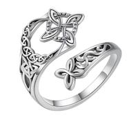 Genérico Anillo de nudo de brujas para mujer - Anillo de nudo de protección de plata esterlina ajustable para uso diario (1 pcs)