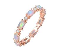 Genérico Anillo de ópalo para mujer, anillos de promesa con circonita cúbica, delicada joyería apilable para mujer (Gold,7)