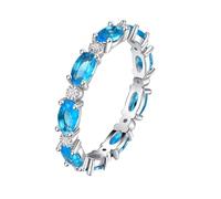 Genérico Anillo de ópalo para mujer, anillos de promesa con circonita cúbica, delicada joyería apilable para mujer (Blue,7)