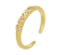 Genérico Anillo De Plata De Ley 925 Con Circonitas Y Cristales Para Mujer, De Líneas Sencillas, Dorado, Para Compromiso, Promesa, Pulgar, Apilable, Joyería, Regalo.