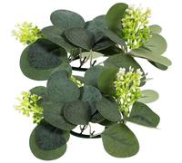 Genérico Anillo de Vela Decorativo Hojas de Eucalipto Verde, 2 Piezas, Apariencia Realista y Tacto Natural, Adecuado para Decoración de Mesa en Bodas y Primavera