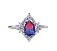 Generico Anillo en bruto Color Change Ring 925 Sterling Silver Birthstone Oval Round HaloCocktail Statement Engagement Rings For WomenCrystal Cubic Zirconia Flower Rings CZ WeddingBand For, F, Copper,