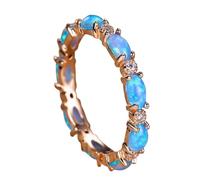 Genérico Anillo Eternity de Ópalo Brillante, Anillo Ovalado de Ópalo Colorido, Exquisitos Anillos Eternity para Mujer, Regalos Joyería para tu Mejor Amiga (D,8)